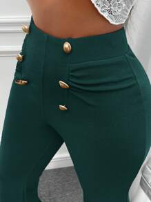 Slaydiva Button Detail Flare Leg Pants