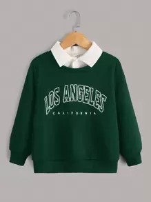 SHEIN 男小童字母圖案二合一運動衫 - 彩色 - 查看 1