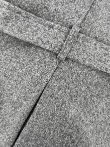 SHEIN EZwear 纯色女式西装领腰带大衣 - 灰色 - 查看 3