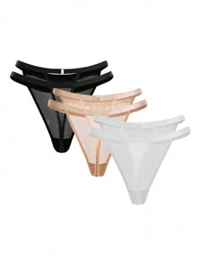 Ocili 3 piezas Set tanga unicolor de malla - Multicolor - Ver 2