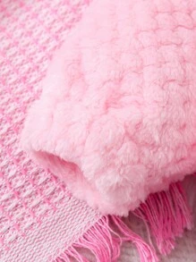 Baby Girl Two Tone Cartoon Embroidery Zip Up Jacket - Multicolor - View 5