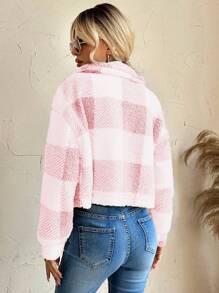 SHEIN LUNE Women's Plaid Drop Shoulder Jacket - Multicolor - View 2