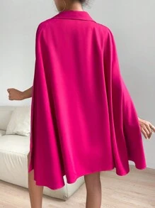 Chiquease Cloak Sleeve Shawl Collar Cape Coat - Rose Red - View 2