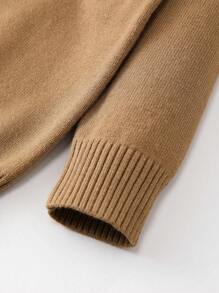 Baby Girl Cherry Embroidery Ruffle Trim Sweater - Brown - View 6