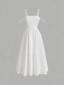 SHEIN MOD Solid Pearls Chain Cami Dress