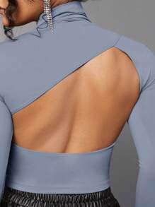 SHEIN BAE 女士t恤 - 霧霾藍 - 查看 3