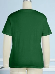 Maweii Plus Christmas Print Tee - Green - View 3