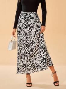 SHEIN Tall Allover Print Plisse Skirt - Multicolor - View 5