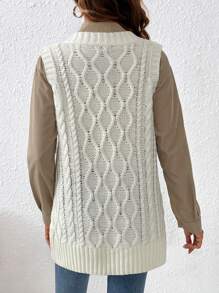 Chiquease 1pc Cable Knit Sweater Vest - White - View 2
