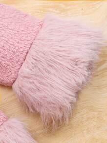 SHEIN Đứa bé gái Trang trí Fuzzy Lót nhiệt áo - Hồng - Xem 6