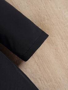 SHEIN Little Girls' Thickened Coat With Long Length And Collar - Black - View 4