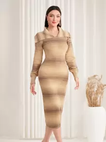 Modelyn Striped Pattern Sweater Dress Fall Cloth For Women - Multicolor - View 1