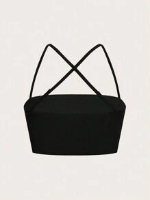 SHEIN ICON Top À Fines Brides Court À Strass Motif Lettre Croisé