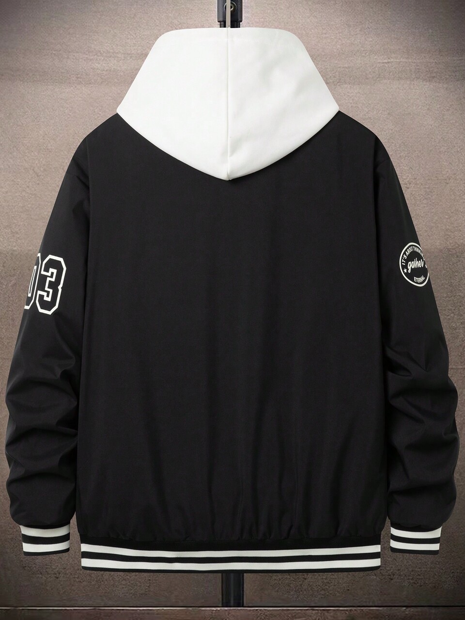Loose Fit Men's Thickened Jacket With Letter Print