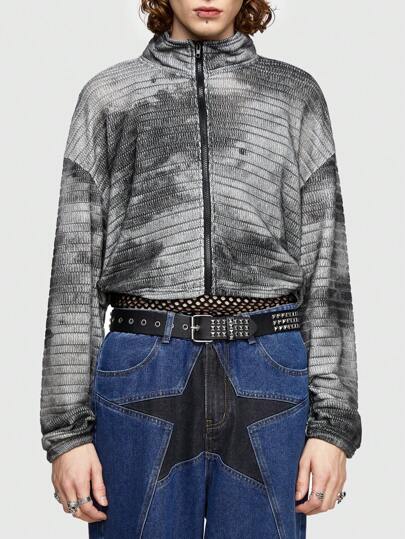 Grunge Punk Men's Tie Dye Stand Collar Jacket