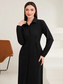 Seusyu 字母補丁細節襯衫洋裝 - 灰色 - 查看 4