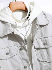 Manfinity Homme Men Plus Flap Pocket Denim Jacket Without Hoodie - Apricot - View 7