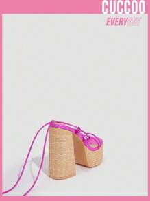 女鞋開框帶高跟厚底涼鞋,適用於春夏季 - 玫紅色 - 查看 3