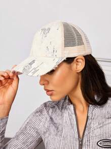 SHEIN SXY 亮片裝飾棒球帽 - 米色 - 查看 3