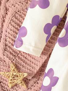 女嬰印花洋裝附髮帶 - 紫色 - 查看 4