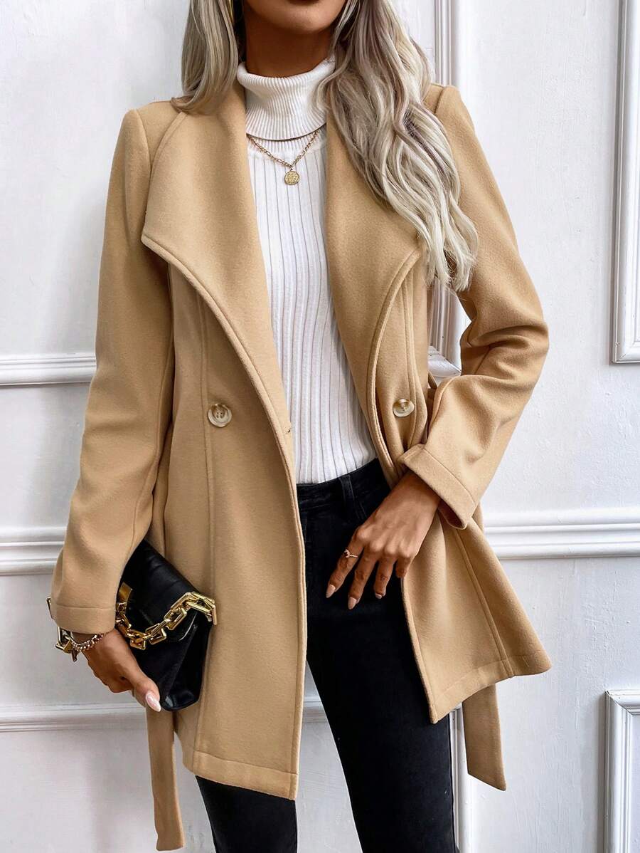 SHEIN Essnce 羊毛外套 - 棕色 - 查看 1