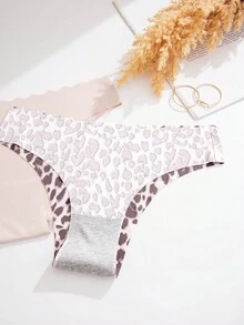 9 cái/gói Màu thuần & In hoa Báo Tam giác Quần lót không đường may - Nhiều màu - Xem 4