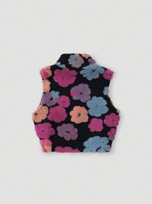 SHEIN Unity Mô hình hoa Dây kéo Teddy Áo khoác vest - Nhiều màu - Xem 2