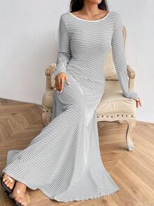 SHEIN Privé 鏤空露背魚尾裙下擺洋裝 - 彩色 - 查看 6