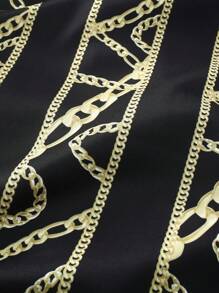 Manfinity 休閒口袋 前紐扣錬條印花 宮廷男士外套 - 黑色 - 查看 5