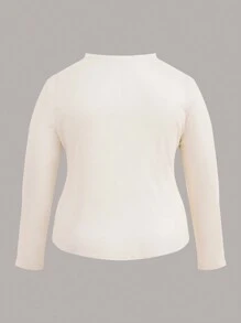 Flirla Plus Butterfly Print Button Front Tee - Apricot - View 2