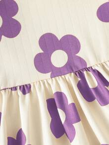 女嬰印花洋裝附髮帶 - 紫色 - 查看 6