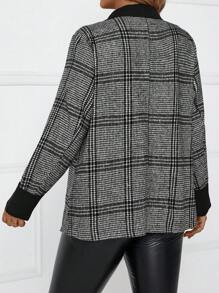 EMERY ROSE Hơn In kẻ sọc Cổ áo Áo vest - Đen và trắng - Xem 2