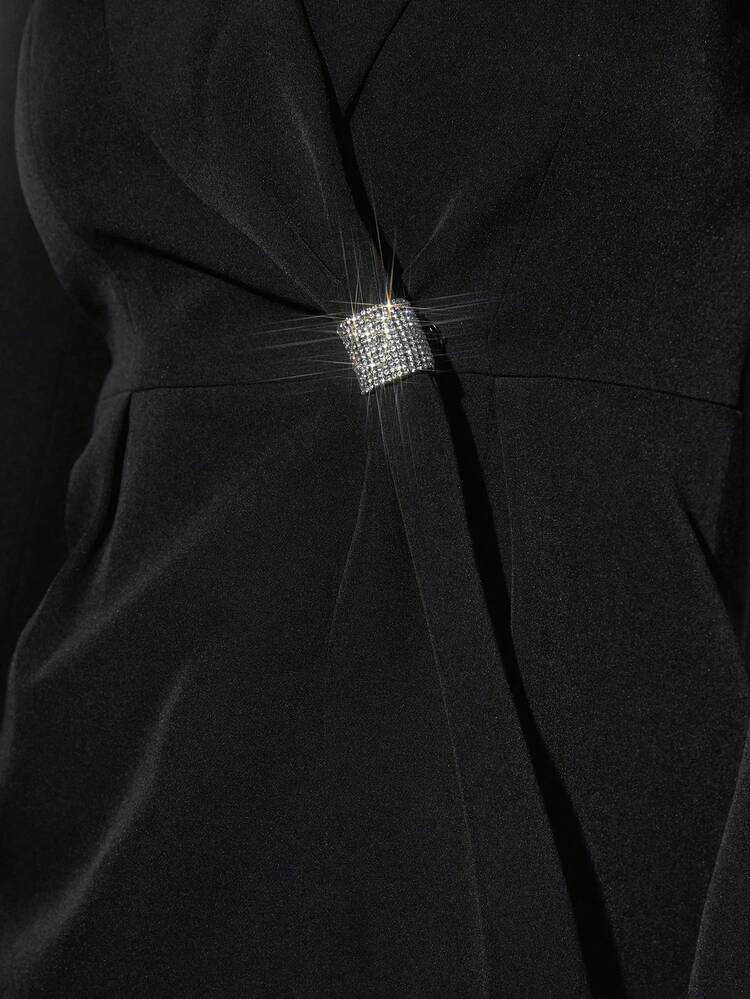 Lapel Neck Ruched Detail Blazer