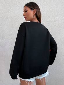 SHEIN Unity Slogan Graphic Colorblock Sweatshirt - Multicolor - View 2