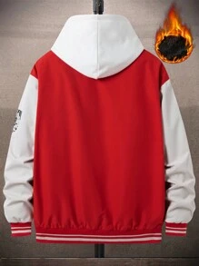 Manfinity LEGND Men's Loose Winter Coat With Baseball Collar And Letter Print