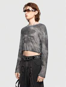 ROMWE MEN ROMWE Avant 男士水織染下垂肩t卹 - 深灰色 - 查看 3