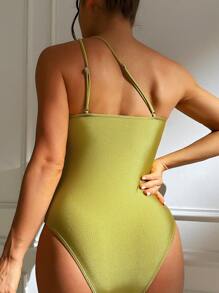 SHEIN Swim Cut Out One Shoulder One Piece Swimsuit For Summer Beach Vacation