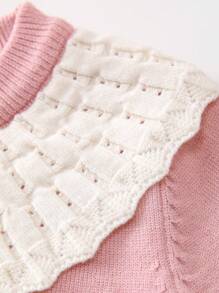 Baby Girl Contrast Foldover Collar Sweater