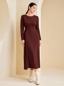 Mulvari Solid Knot Side A-line Dress