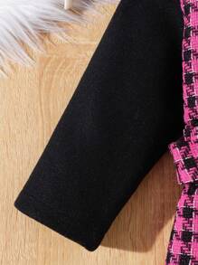 Baby Girl Contrast Houndstooth Print Belted Overcoat - Multicolor - View 7