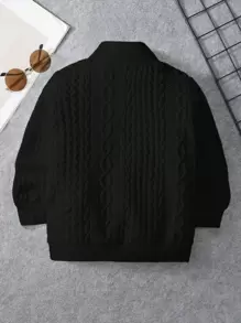 SHEIN Young Boy Fitted Sports Heathered Letter Graphic Mock Neck Sweatshirt - Black - View 2