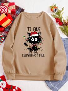 INAWLY Sweat-shirt à capuche matelassé à imprimé de Noël, pour l'hiver