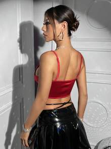 SHEIN ICON 鏈帶吊帶背心上衣 - 紅色 - 查看 8