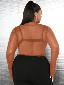 SHEIN SXY 加大尺碼女士上衣 - 棕色 - 查看 2