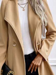 SHEIN Essnce 羊毛外套 - 棕色 - 查看 7