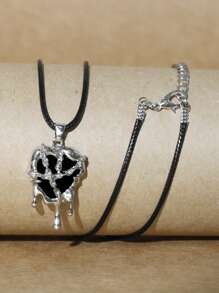 ROMWE Grunge Punk Mặt dây chuyền trái tim Punk Dây chuyền - màu đen - Xem 8