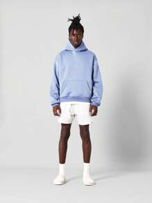 SUMWON Áo hoodie trùm đầu Essential Regular Fit - Màu xanh bụi bặm - Xem 3