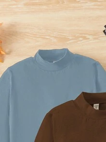 Cậu bé Tween 3pcs Chất rắn Cổ giả Áo thun - Nhiều màu - Xem 4