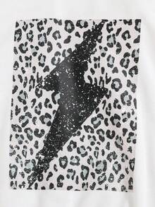 女小童豹紋&閃電圖案運動衫 - 白色 - 查看 5