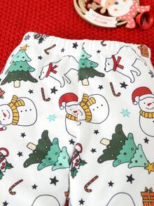 Baby Boy Christmas Print Snug Fit PJ Set - White - View 4